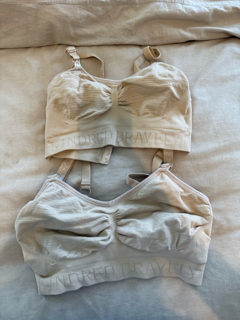 Kindred bravely Soft Beige Ribbed pumping/ Nursing bras (2)